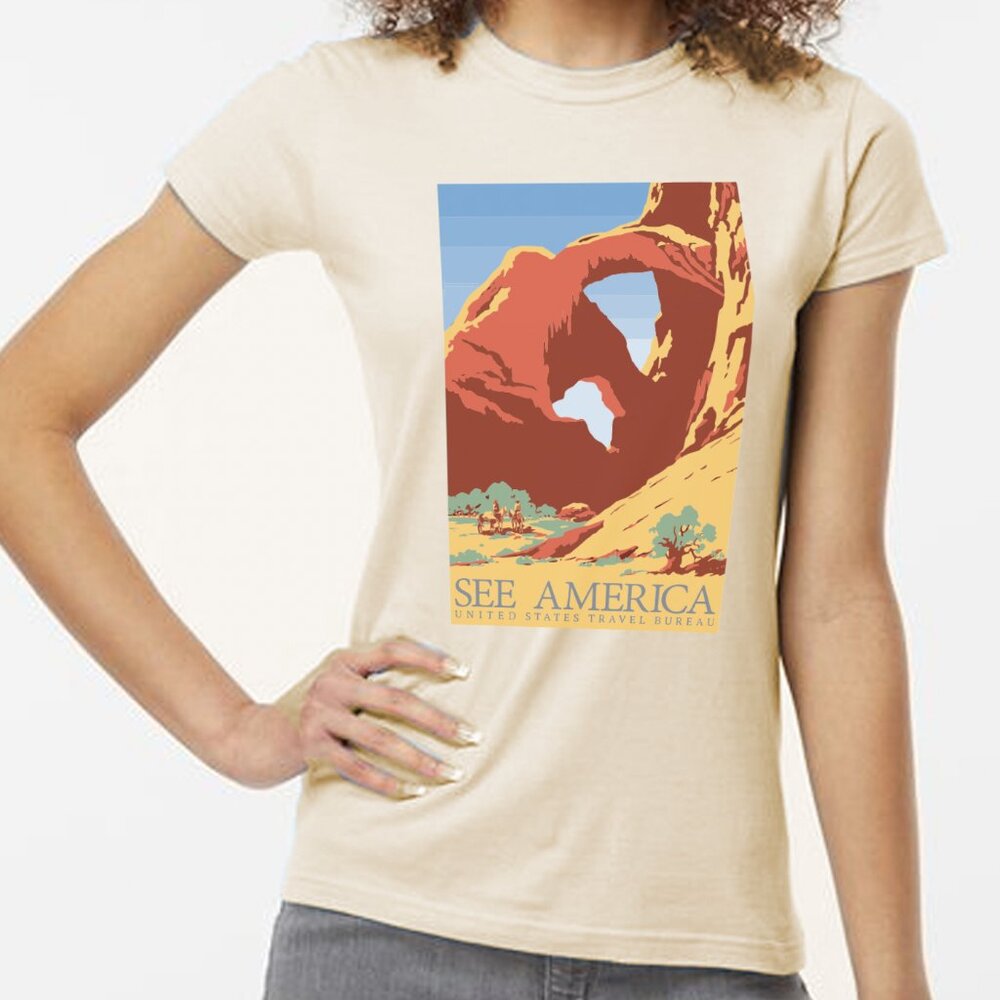 NWT Vintage Print See America National Parks Crew Neck T-shirt